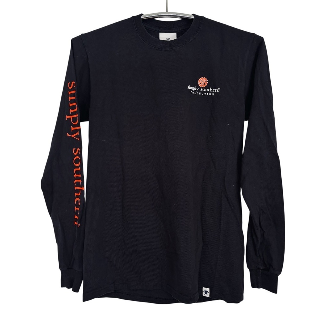 Simply Southern Collection Black Long Sleeve Shirt with Sleeve Embellishment